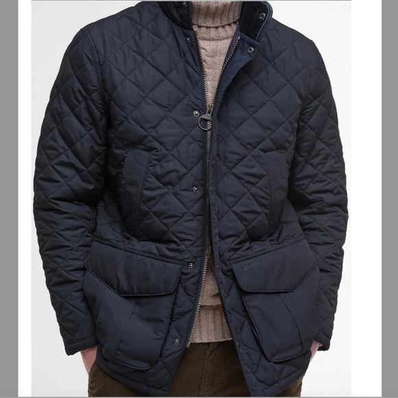 BARBOUR Devon Diamond Quilted Zip Front Jacket w/ Corduroy Collar EUC/sz M - Picture 1 of 16